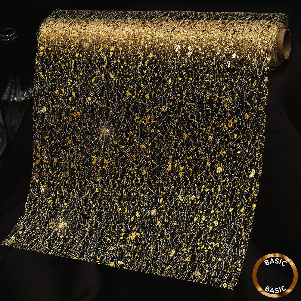 Tischläufer Gold – Glitzer-Dekostoff 29cm x 3 m für Hochzeit, Geburtstag & Dinner