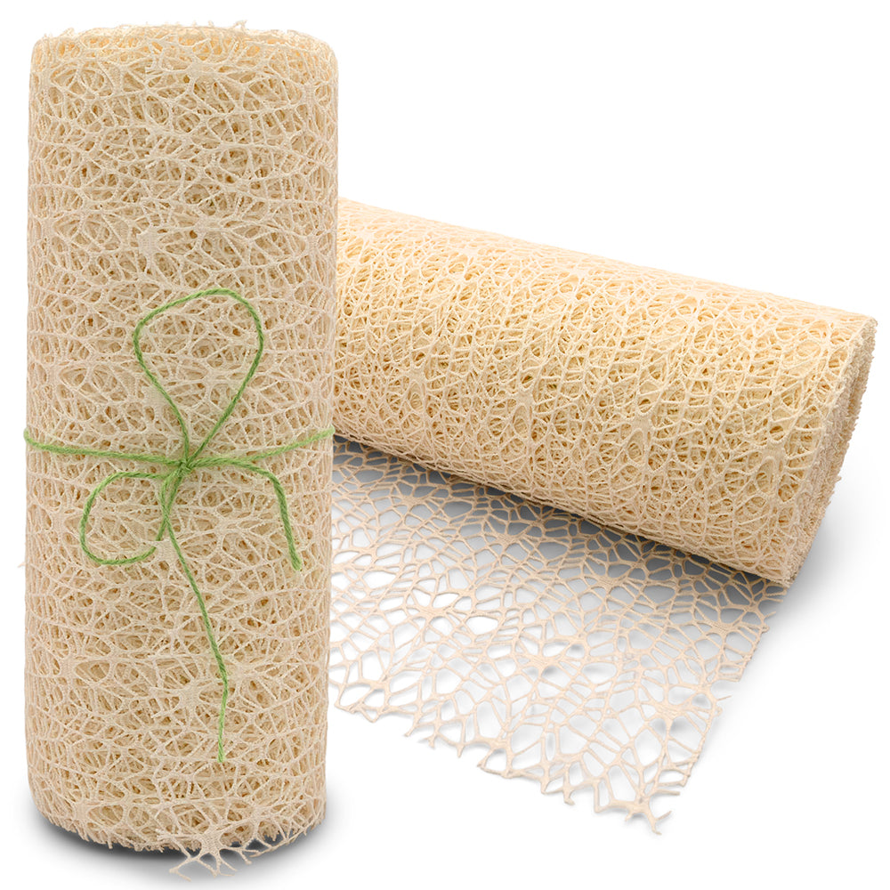 Dekostoff in Creme mit feiner Netz-Optik – als Tischläufer für Hochzeit, Taufe, Eventdeko und florale Arrangements